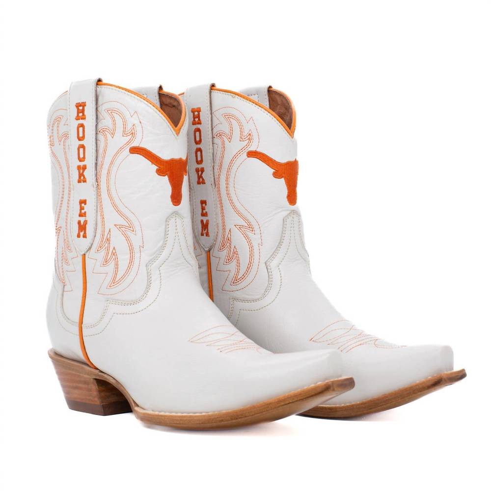 NEW GAMEDAY BOOTS women's shorty western texas longhorns boots in white